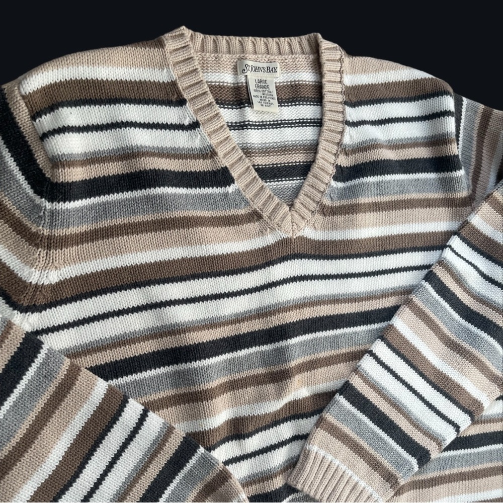 Women’s St. John’s Bay Striped V-Neck Sweater